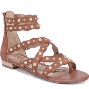 Sam Edelman “Daya” Suede Studded Sandals Blush/Tan Color Size 8.5